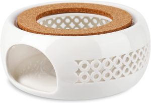 Stövchen, Teewärmer aus Keramik Teekanne Wärmer Hohl Geschnitztes Design Heizung Kaffeewärmer für die Wärmeerhaltung von Tee und Kaffee Geeignet