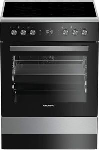 GRUNDIG Standherd mit Glaskeramikkochfeld GFBM23420XC / 8 Heizarten / 2-fach Teleskopauszug / Glaskeramikkochfeld mit Zweikreis- und Bräterzone / 72 l Nutzvolumen