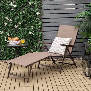 COSTWAY Sonnenliege, klappbare Gartenliege, 7-stufig Rückenlehne verstellbar, bis 150 kg belastbar, 192 x 51 x 30 cm, Liegestuhl für Balkon und Garten (Braun)