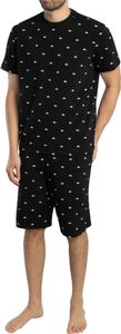 Lacoste Kurzes Pyjama-Set mit Logomuster, Schwarz L