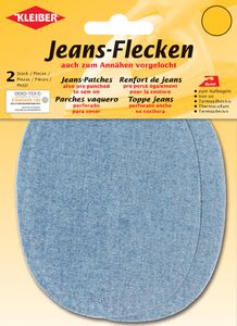 KLEIBER Jeans-Bügelflecken oval 130 x 100 mm hellblau 2 Stück