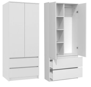 CDF Moderner Schrank Malwa SS-90 | Farbe: weiß | Ideal für ein Schlafzimmer, Flur, Kinderzimmer oder Büro | Kleiderständer, Garderobenständer