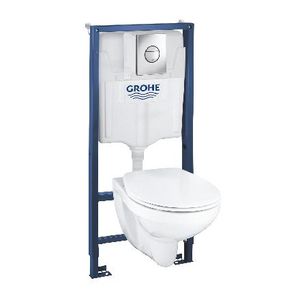 Grohe Solido - Set für Wand-WC – WC + WC-Sitz Softclose Bau Ceramic, Sail-Taste, chrom 39499000