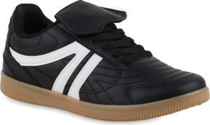 VAN HILL Damen Sneaker Low Schnürer Sportliche Freizeit Gesteppte Schuhe 841695, Farbe: Schwarz Weiß, Größe: 37