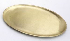 Kerzenteller oval 20 x 11 cm Messing Gold matt satiniert für Ovalkerzen, Ellipsen, Hochzeitskerzen, Taufkerzen