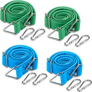 Navaris 4x Spanngurte mit Karabiner Haken beidseitig - 61 bis 203cm einstellbar - Gurt Set in 2 Größen - Fahrrad Gepäckträger Kofferraum Spannband -
