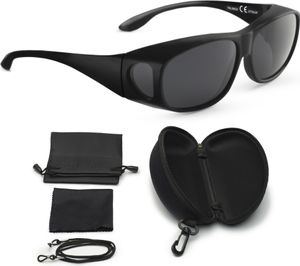 FALINGO Sonnenbrille Überzieh Überziehbrille CLASSIC EDITION polarisiert UV400 (Schwarz matt)