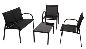 DEGAMO Loungeset Sitzgruppe Lounge Gartenset ARONA 4-teilig, Metall + Kunstgewebe schwarz