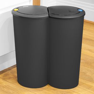 Abfalleimer 2x25 Liter Duo Bin - Farbe: schwarz