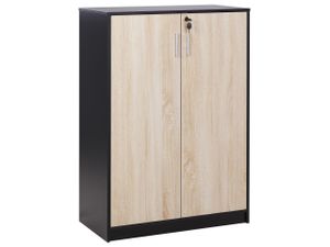 BELIANI Büroschrank Helles Holz / Schwarz 117 x 80 x 40 cm Abschließbar mit Schlüssel Aktenschrank Schrank für Wohnzimmer Büro Home Office