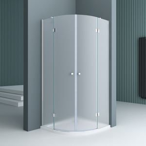 doporro Viertelkreisdusche Duschkabine 90x90x190cm Duschabtrennung ESG-Sicherheitsglas Satiniert inkl. Easy-Clean-Beschichtung Ravenna02VS