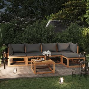 Duolm 6-tlg. Garten-Lounge-Set mit Auflage Massivholz Akazie