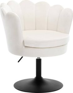 WOLTU Barstuhl Blumenform, Schminkstuhl mit Lehne, runder Hocker, Samtbezug, Beige