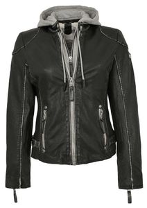 Gipsy - Damen Echtleder Lederjacke Lammnappa Kapuze schwarz