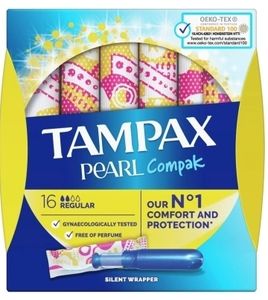 Tampax Pearl Compak Regular Tampons mit Applikator 16 Stück.