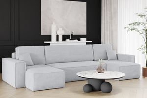 Kaiser Möbel Ecksofa mit schlaffunktion und bettkasten, Sofa U-form, Couch U-form BEST Dicker Cord Grau