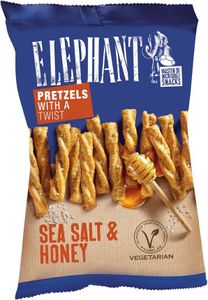 3x Elephant Pretzels Twisted Sea Salt & Honey 70g