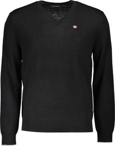 Eleganter Herrenpullover in Schwarz mit V-Ausschnitt und Stickerei, Größe: 2XL Farbe: Nero