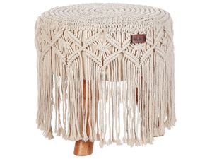 BELIANI Hocker Beige aus Baumwolle 40 x 40 cm Rund Makramee Muster Geflochten Boho Stil Fußhocker für Wohnzimmer Kinderzimmer Flur