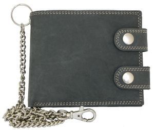 Pánska sivá kožená peňaženka s 50 cm reťazou