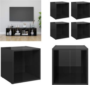 vidaXL TV Schränke 4 Stk. Hochglanz Schwarz 37x35x37 cm Holzwerkstoff - TV-Schrank - TV-Schränke - Fernsehmöbel - Fernsehschrank