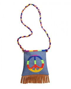 Kostümzubehör Hippie Flower-Power Tasche 86cm