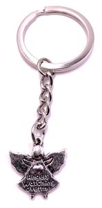 Onwomania Schutzengel Angels watching over me Schlüsselanhänger Keychain Silber Metall