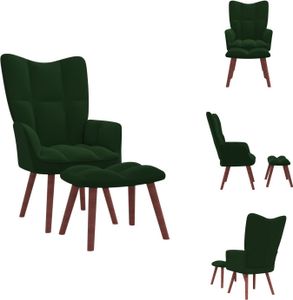 vidaXL Fotel Relax z taboretem ciemnozielony aksamit - Fotel