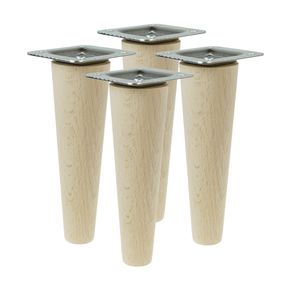 Möbelfüße 25 cm Höhe Holzfüße gerade aus Buche Holzmöbelfüße Tischbeine Möbelbeine Holz Schrank Beine Kegel 4 Stück
