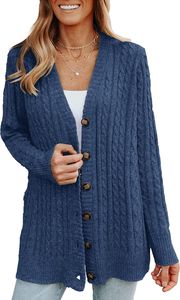 ASKSA Damen Strickjacke Langarm Grobstrick Cardigan Open Front Sweater Casual Strickcardigan Pullover, Dunkelblau, XL ASKSA Damen Strickjacke Langarm Grobstrick Cardigan Open Front Sweater Casual Strickcardigan Pullover, Dunkelblau, XL
