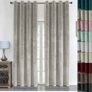 Vorhang Ösenschal Samt Blickdicht 140 (B) x 245 (L) Vorhänge Gardine Gardinen mit Ösen Ösenaufhängung Hellbraun 1er Pack