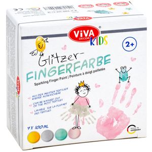 ViVA DECOR Fingerfarbe "ViVA KIDS" 4er-Set Glitzer