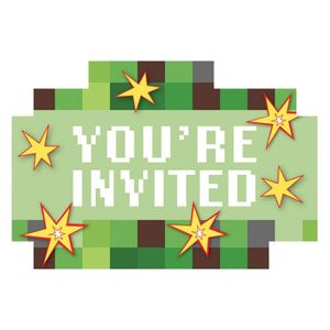 einladungen Minecraft TNT Party! papier grün 24-teilig