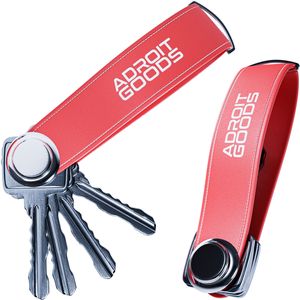 AdroitGoods Key Organiser Pouzdro na klíče - Organizér na klíče - Klíčenka Multitool Keychain - Pouzdro na klíče 2 až 7 klíčů - Kůže - Červený