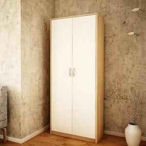 Mehrzweckschrank mit 8 Fächern Besenschrank Haushaltsschrank in mattem Finish mit 6 Einlegeböden und 2 Türen sonoma weiß Mehrzweckschrank mit 8 Fächern Besenschrank Haushaltsschrank in mattem Finish mit 6 Einlegeböden und 2 Türen sonoma weiß