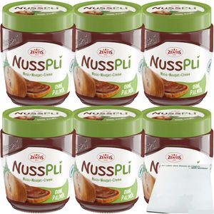 Nusspli Nuss-Nougat-Creme ohne Palmöl 6er Pack (6x300g Glas) + usy Block