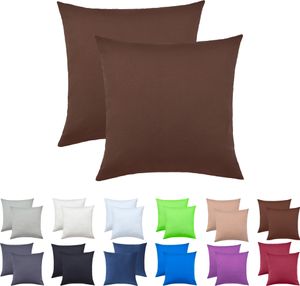 NatureMark 2er Pack Jersey Kissenbezug Kissenhülle Kissenbezüge Seitenschläferkissen Nackenkissen viele Größen und Farben  (40 x 40 cm, Schoko braun)