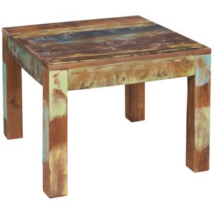 FineBuy Couchtisch KALKUTTA 60 x 47 x 60 cm | Massivholz Beistelltisch Shabby-Chic | Wohnzimmer Tisch aus Bootsholz | Sofatisch quadratisch