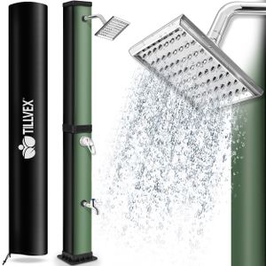 solárna sprcha tillvex 40 litrov čierna/zelená vrátane ochranného krytu záhradná sprcha bazénová sprcha kempingová sprcha solárna vonkajšia sprcha dažďová sprcha