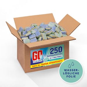 5 kg - 250 Stück GOclean! 12-in-1 Max-Power 20g Spülmaschinentabs in wasserlöslicher Folie