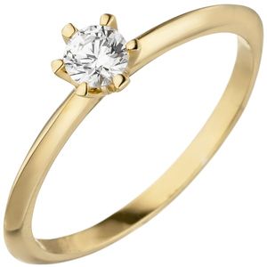 JOBO Damen Ring 58mm 585 Gold Gelbgold 1 Diamant Brillant 0,15 ct. Diamantring Solitär