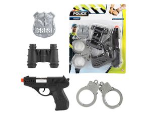 Polizei Spielset - Spielzeugpistole, Handschellen, Schild, Fernglas