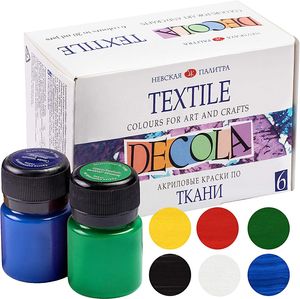 Decola Acryl-textilfarbe Set | 6x20 Ml Waschmaschinenfeste Stofffarben | Hergestellt In Russland Von Nevskaya Palitra