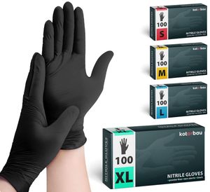 KOTARBAU® 100 kusů krabice jednorázové rukavice nitrilové rukavice jednorázové rukavice XL černé rukavice jednorázové gumové rukavice ochranné rukavice dílenské příslušenství rukavice na vaření Rukavice na vaření
