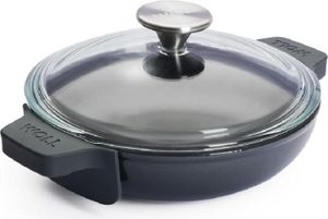 Woll "IRON" Servierpfanne rund mit Glasdeckel und Silikongriff, 20 cm, 5.5 cm hoch, Carbon Grey - Induktionsgeeignet