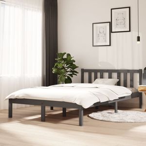 Schlafzimmermöbel - ELEGANTE - Bettrahmen - Massivholzbett Grau für 120x200 cm Matratze&35630