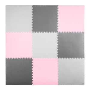 Puzzlematte Spielmatte Kinderteppich Große 180x180cm 9 Stk. Grau-Rosa