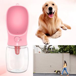 Tragbare Haustier Trinkflasche Hund Katze Wasserflasche  Reisen Outdoor Portable Feeder 350ML(Pink)
