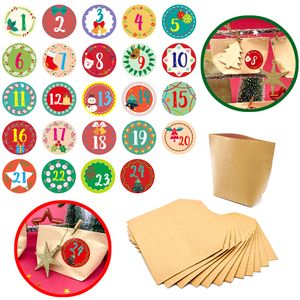 Oblique Unique DIY Adventskalender Set - 24 Tüten + 24 Zahlen Sticker Aufkleber für Weihnachten Advent