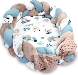 Babynest Neugeborene Nestchen Baby - Kuschelnest mit Zopf Kissen zerlegbares Set zweiseitig Babynestchen Babybett 75x45 cm, Afrika